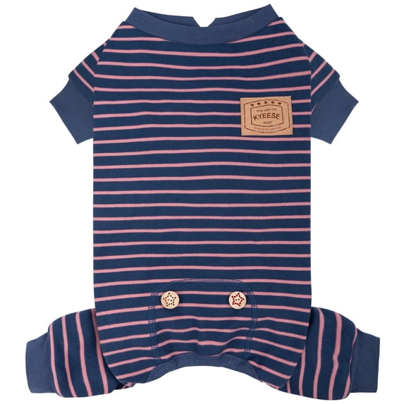 KYEESE Dog Pajamas, Navy Blue Stripe Dog Pjs, Dog Pajamas for Small Dogs, M