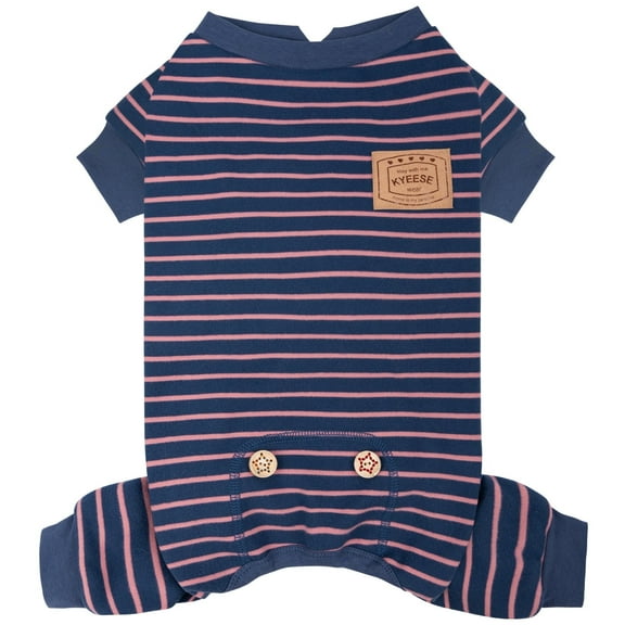 KYEESE Dog Pajamas, Navy Blue Stripe Dog Pjs, Dog Pajamas for Small Dogs, M