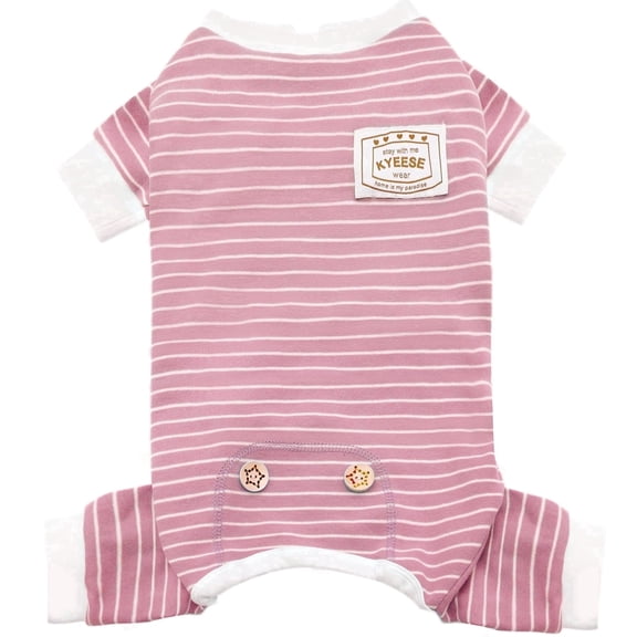 KYEESE Dog Pajamas, Pink Stripe Dog Pjs, Dog Pajamas for Small Dogs, L