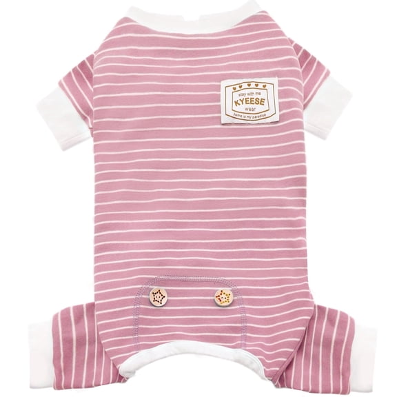KYEESE Dog Pajamas, Pink Stripe Dog Pjs, Dog Pajamas for Small Dogs, M