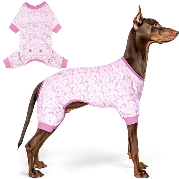 KYEESE Dog Pajamas, Pink with Unicorn Pattern Dog Pjs, Dog Pajamas for Large Dogs, 3XL