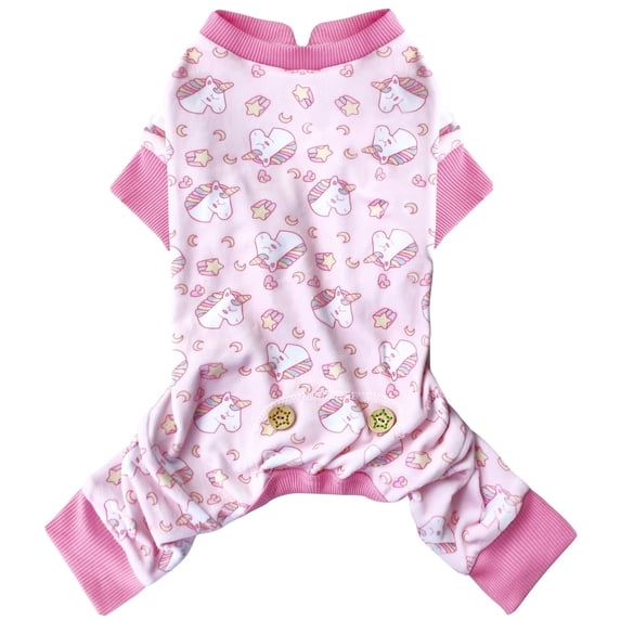 KYEESE Dog Pajamas, Pink with Unicorn Pattern Dog Pjs, Dog Pajamas for Small Dogs, L
