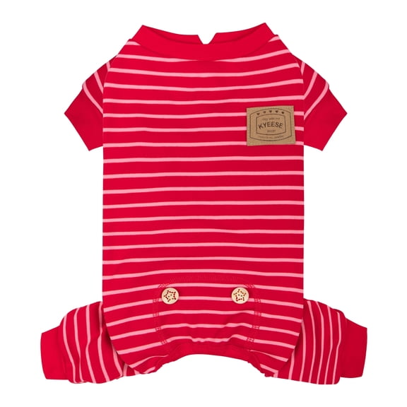 KYEESE Dog Pajamas, Red Stripe Dog Pjs, Dog Pajamas for Small Dogs, L