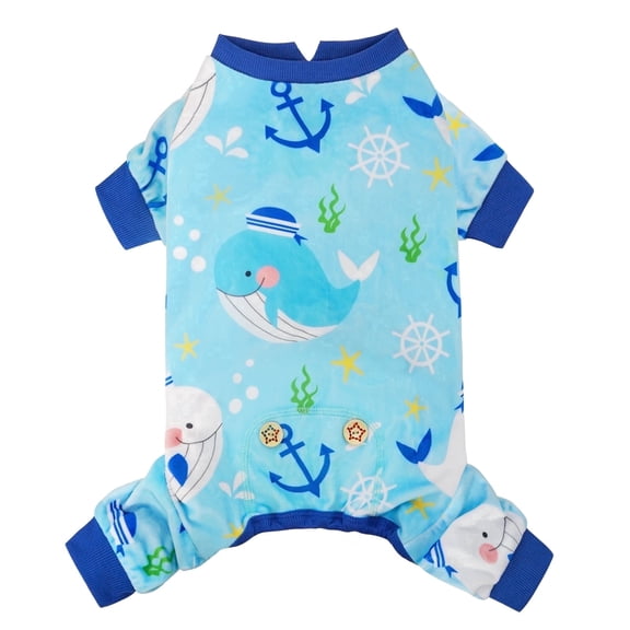 KYEESE Dog Pajamas, Whale Pattern Dog Pjs, Dog Pajamas for Small Dogs, L