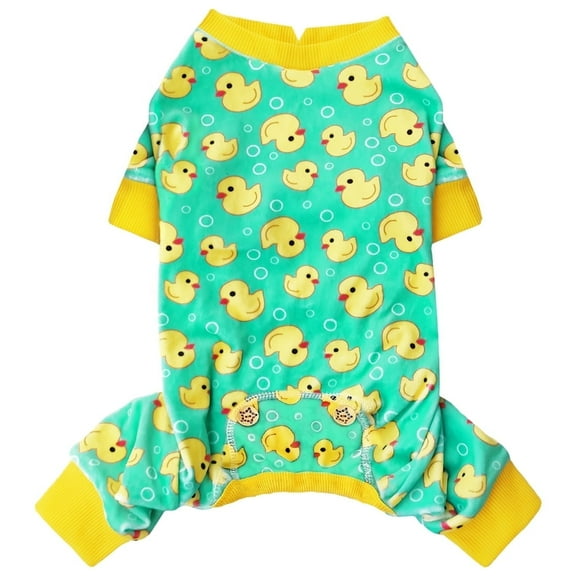 KYEESE Dog Pajamas, Yellow Ducks Pattern Dog Pjs, Dog Pajamas for Small Dogs, M