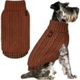 thumbnail image 1 of KYEESE Dog Sweater, Brown Turtleneck Sweater with Gingham Patchwork, Dog Sweater for Small Dogs, M, 1 of 9