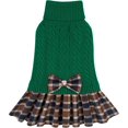 thumbnail image 1 of KYEESE Dog Sweater, Green Turtleneck Sweater Dress with Bowtie, Dog Sweater for Small Dogs, XL, 1 of 7