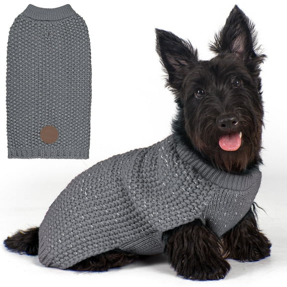 KYEESE Dog Sweater, Grey Warm Pullover with Reflective Thread, Dog Sweater for Large Dogs, 2XL