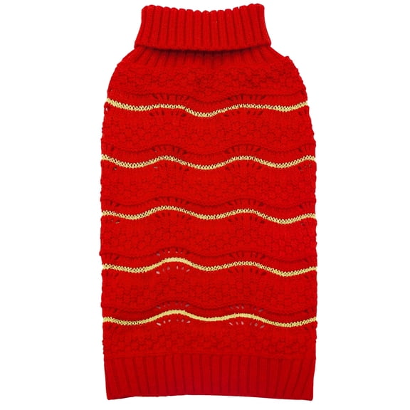KYEESE Dog Sweater, Soft Knit Dog Sweater with Metallic Yarn for Small and Medium Dogs, Red, M