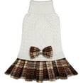 thumbnail image 1 of KYEESE Dog Sweater, White Turtleneck Sweater Dress with Bowtie, Dog Sweater for Small Dogs, L, 1 of 6
