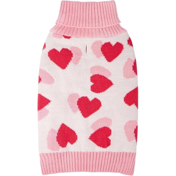 KYEESE Valentine's Day Dog Sweater with Leash Hole, Turtleneck Sweaters for Small and Medium Dogs, Pink, M