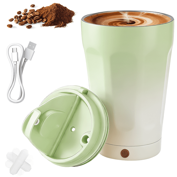 KYFIU Self Stirring Mug, Automatic Magnetic Mixing Cup, Rechargeable Coffee Mug for Office/Kitchen/Travel/Home/Coffee/Tea/Hot Chocolate/Milk, Green