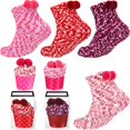 thumbnail image 1 of KYGABAK 4 Pairs Christmas Fuzzy Cupcake Socks for Women Girl Fluffy Slipper Socks DIY Gift Boxes for Winter Valentines-Style E, 1 of 10