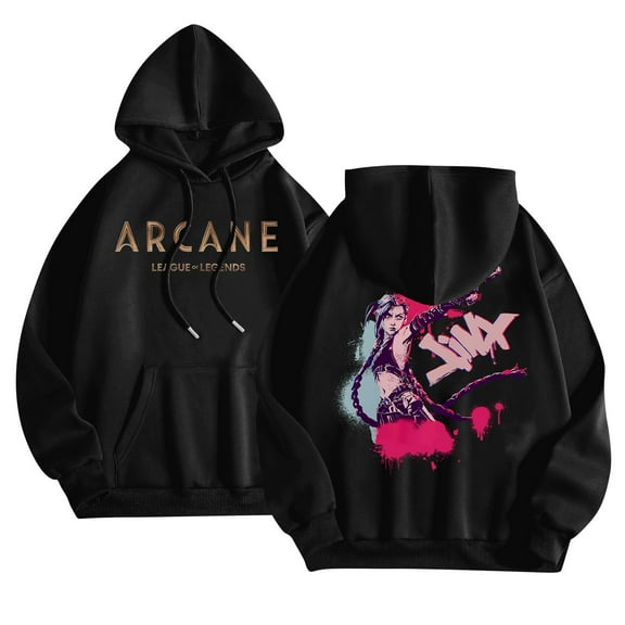 KYGABAK Arcane Hoodie for Men Women Jinx Hoodie Arcane Jinx Sweatshirt League of Legends Women Fashion O Neck Long Sleeve Printed top Hoodie Sweatshirt