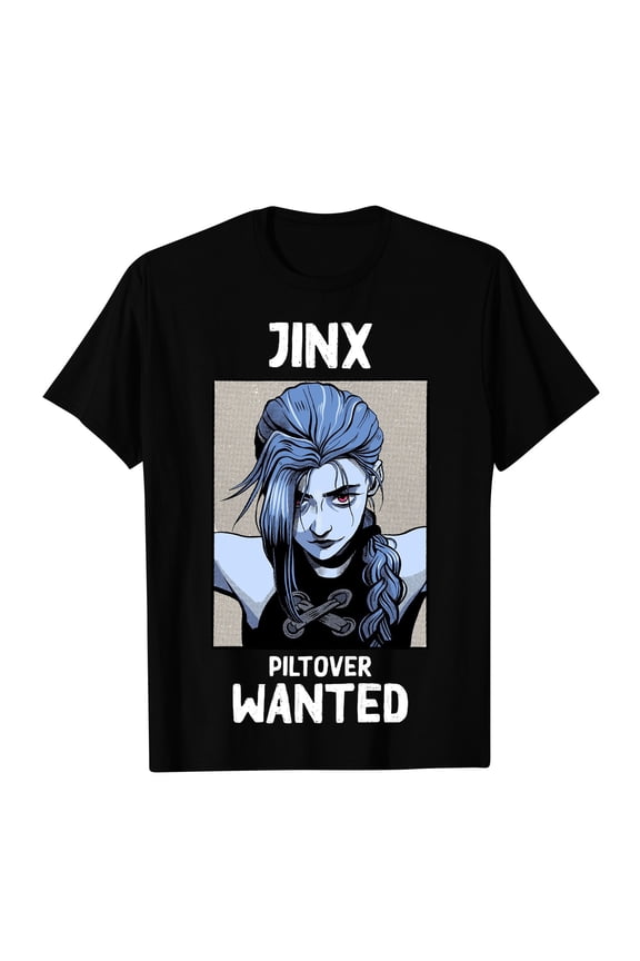 Arcane T-Shirt for Men Women League of Legends Arcane Jinx T-Shirt Jinx T-Shirt Women'S Casual Daily Round Neck Printed Short Sleeved T-Shirt Letter top