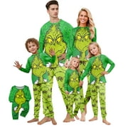 KYGABAK Christmas Pajamas, Grinch Gifts, Grinch Christmas Pajamas, Family Christmas Pajamas Matching Sets, Christmas Print Cute Family Set Pajamas, Home Clothes, Family Set Long Sleeve Top Pants Set