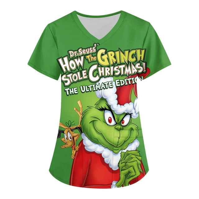 KYGABAK Grinch Christmas Nurse Shirt,Grinch Nurse Working Uniforms
