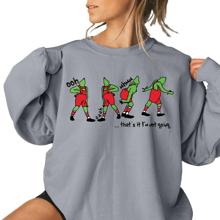 KYGABAK Grinch Crewneck Sweatshirt Funny Christmas Shirts Grinch Sweatshirt Women s Fashion Daily Versatile Casual Crewneck Sweatshirts Daily Long Sleeve Patchwork Top Sweatshirts Gray L Walmart