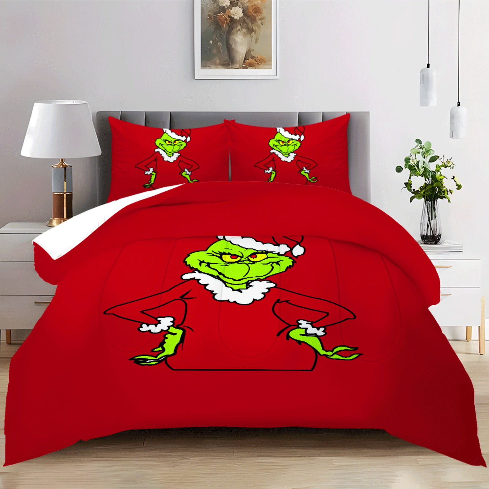 KYGABAK Grinch Sheets Queen,Grinch Comforter Set Queen,Grinch Duvet