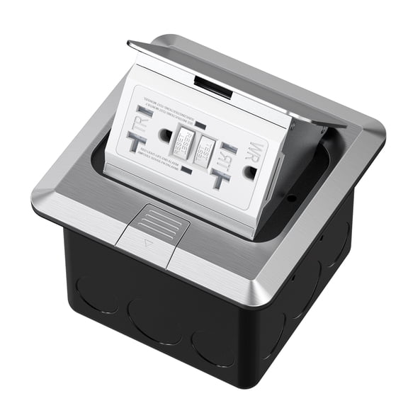 KYHSHJ Pop Up Floor Electrical Outlet with 20 Amp Stainless Steel GFCI Tamper Receptacle Outlet, Silver