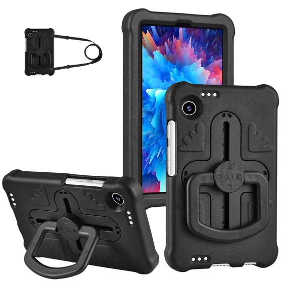 Case for Samsung Galaxy Tab A11 Case 8.7 inch with Shoulder Strap, Shockproof Handle Kickstand (2025, SM-X133/X135), Black