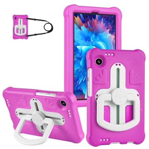 XYX Kids Case for Samsung Galaxy Tab A9 Case 8.7 inch with Shoulder Strap, Shockproof Handle Kickstand (2023, SM-X110/X115/X117), Rose