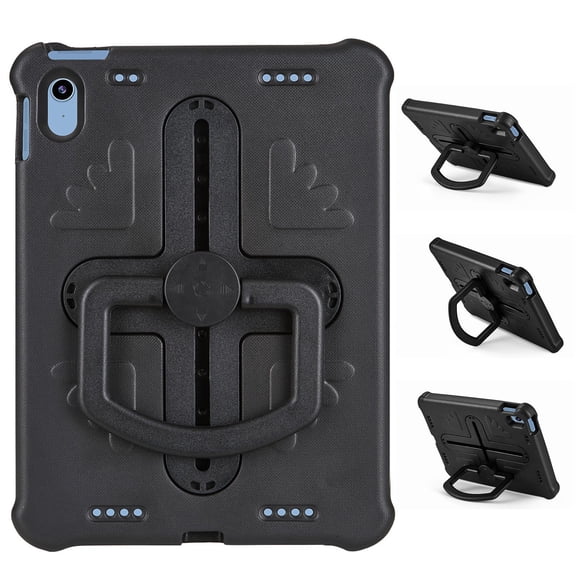 XYX Kids Case for iPad (A16) 11th/10th Generation 11"/10.9" 2025/2022 Case with Shoulder Strap, Shockproof Handle Kickstand, Black