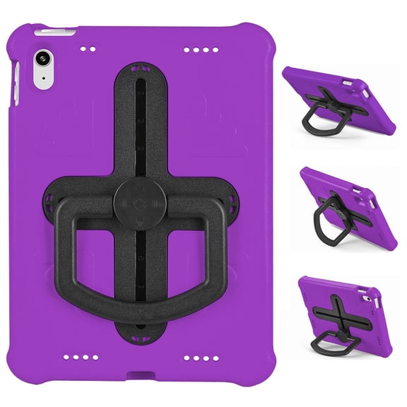 KYJX Kids Case for iPad (A16) 11th/10th Generation 11"/10.9" 2025/2022 Case with Shoulder Strap, Shockproof Handle Kickstand, Purple