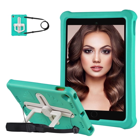 Case for iPad Air 5th/4th Generation 10.9 inch 2022/2020 Case with Shoulder Strap, Shockproof Handle Kickstand, Mini Green