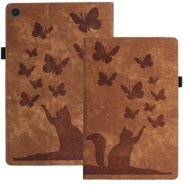 XYX Tablet Case for Kindle Fire HD 10 Tablet (11th Generation, 2021 Release), Butterfly Cat Slim Folio Stand Cover for Fire Tablet 10 2021, Brown