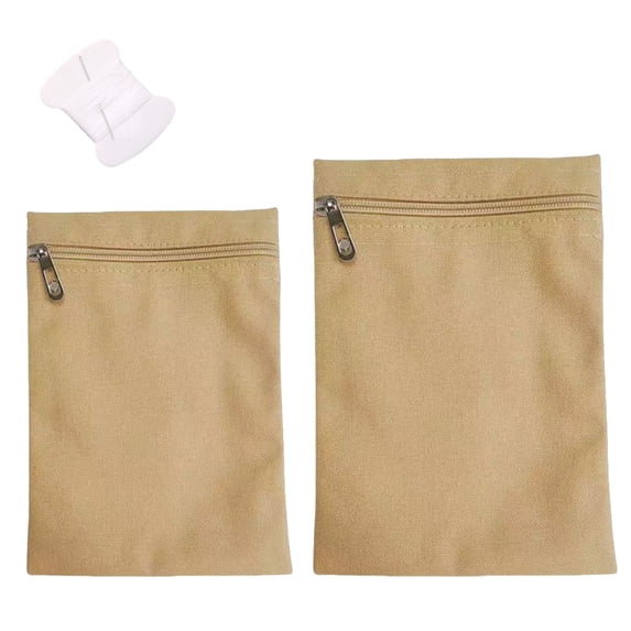 KYJiuLiu 2-Pack Sew-in Side Pocket with Zipper for Coats, Jackets & Sweatshirts, Hidden Travel Security Wallet Pocket (khaki)