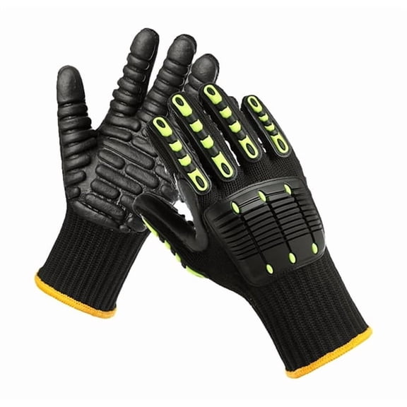 KYJiuLiu Anti-Vibration Work Gloves, TPR Impact Protection, Shock Absorption Palm Pad, Cut Resistant Safety Gloves for Men