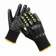 KYJiuLiu Anti-Vibration Work Gloves, TPR Impact Protection, Shock Absorption Palm Pad, Cut Resistant Safety Gloves for Men