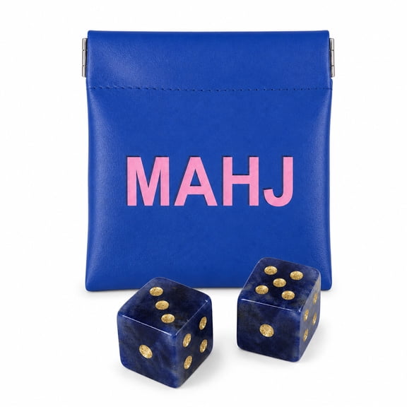 KYJiuLiu Crystal Mahjong Dice Set with Matching PU Dice Bag, 2-Piece 16mm Gold-Pip Dice for American Mahjong