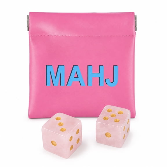 KYJiuLiu Crystal Mahjong Dice Set with Matching PU Dice Bag, 2-Piece 16mm Gold-Pip Dice for American Mahjong
