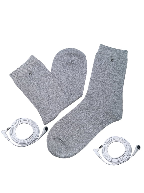 Grounding Socks with 2 Grounding Wires, Conductive Silver Fiber Anti Static Socks, 1 Pair