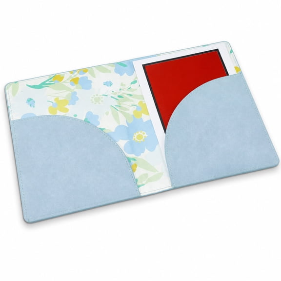 KYJiuLiu PU Leather Mahjong Card Sleeve, 11.26 x 7 in Foldable Scorecard Folio with 2 Pockets, Blue, 1 Count