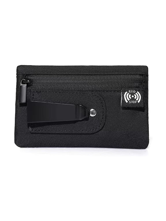 RFID Blocking Clip Pouch, Compact Hidden Travel Belt Wallet for Cards & Cash, Unisex