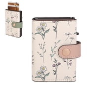 KYJiuLiu Small Women s Wallet, RFID Blocking Pop-Up Card Case, Floral Trifold Leather Mini Wallet with Snap Closure Pink