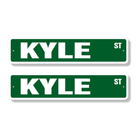 KYLE Classic Street Sign (2 Pack) Childrens Name Room Sign Road Sign | 6" X 24" Aluminum Metal Address Sign