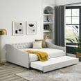 thumbnail image 1 of KYLE & KAY Full Daybed with Trundle,Modern Linen Upholstered Daybed,Upholstered Tufted Sofa Bed with Headboard and Armrest and Support Legs,Wood Daybed Frame for Boy,Girl,No Box Spring Needed,Beige, 1 of 7