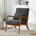 thumbnail image 1 of KYLE & KAY Modern Accent Chair,PU Leather Arm Chair with Solid Wood Frame & Soft Cushion,Reading Chairs for Living Room, Bedroom, Balcony, Lounge Chair Indoor, Gray, 1 of 6