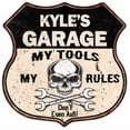 thumbnail image 1 of KYLE'S Garage My Tools My Rules Skull 12x12 Metal Sign 211110025129, 1 of 1