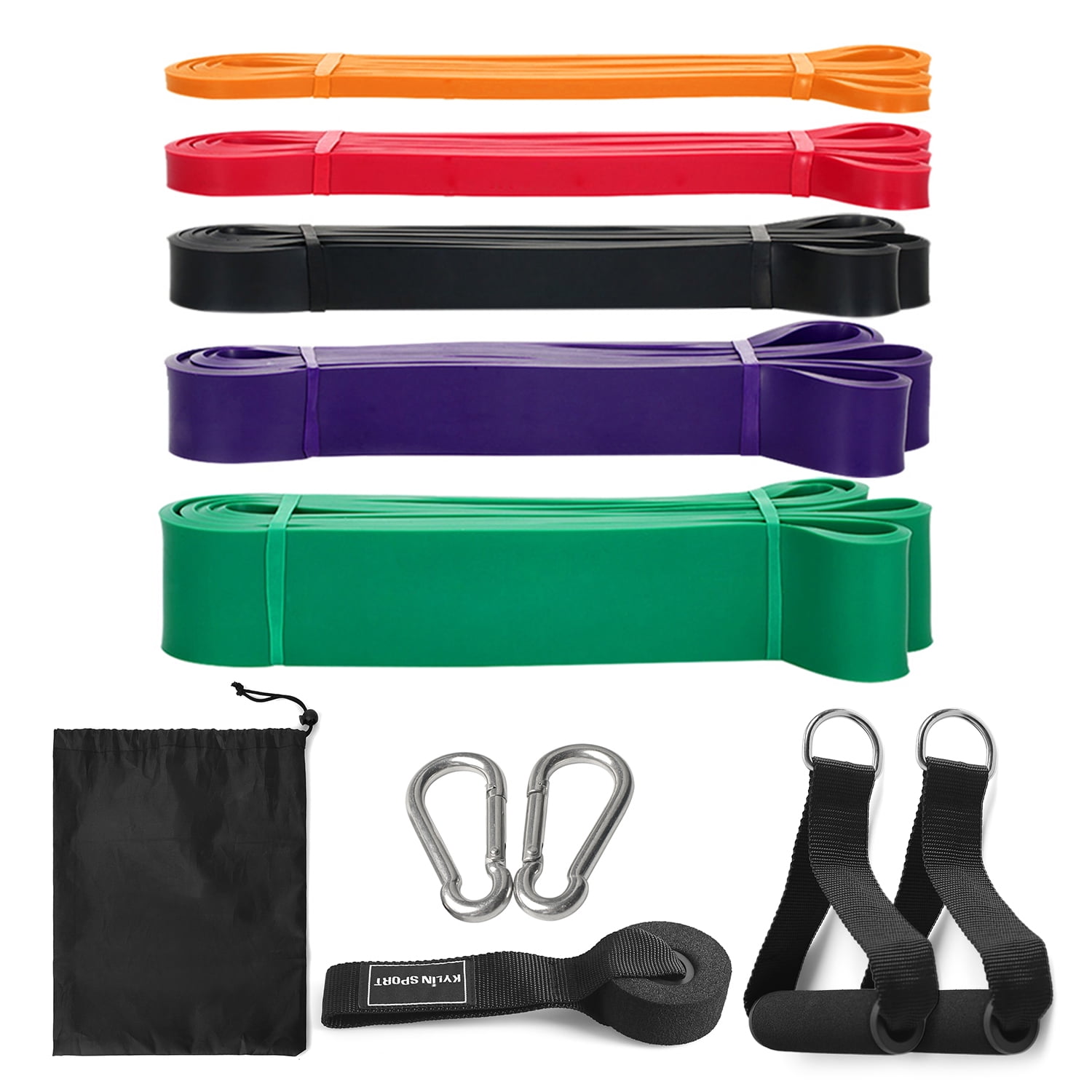 KYLIN SPORT 5 Packs Pull Up Assist Bands Set Resistance Loop Bands Powerlifting Exercise Stretch Bands with Door Anchor Handles Hooks and Carry Bag Walmart