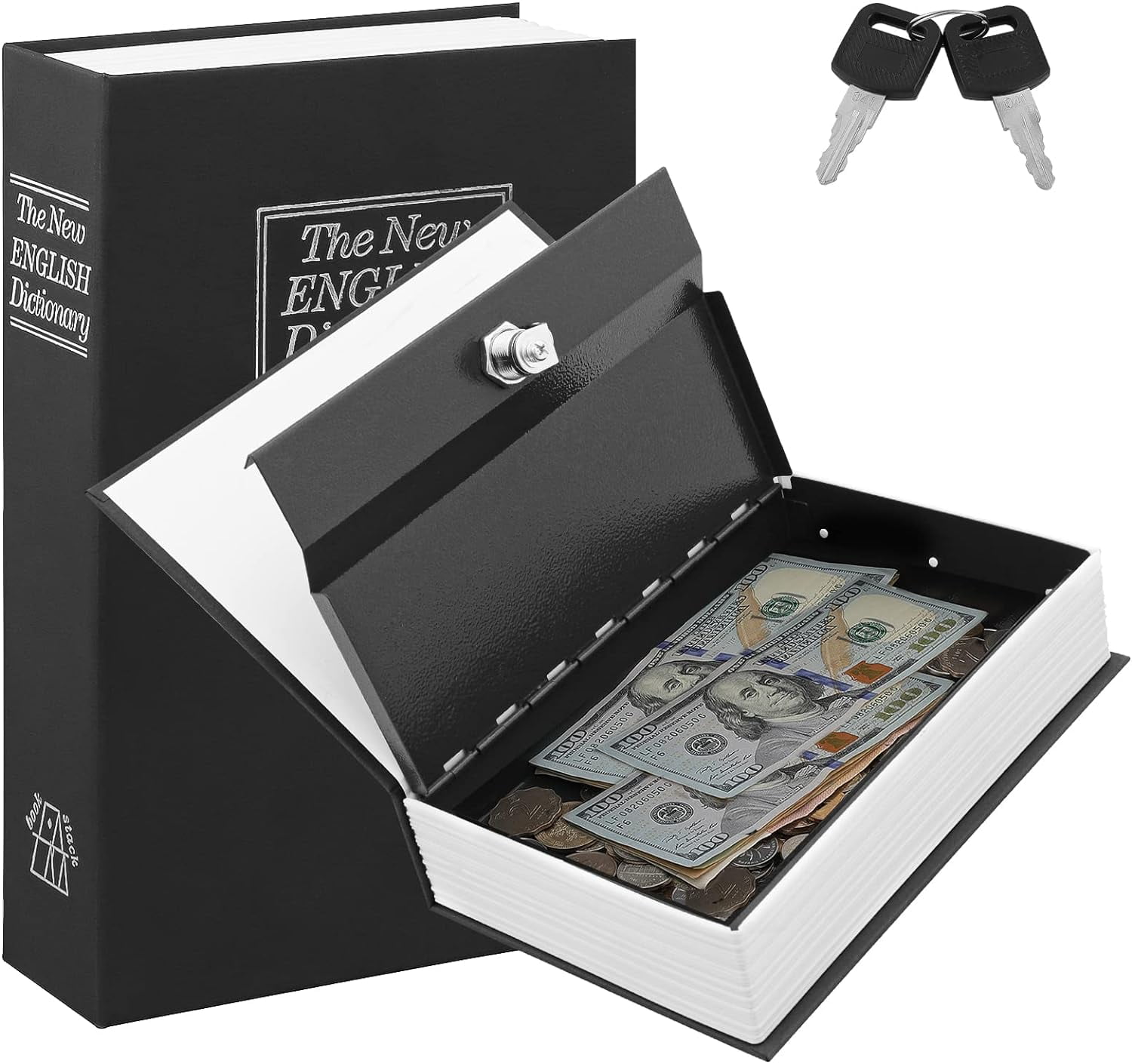 Ohuhu Caja fuerte con libro de diversión con páginas reales, caja de  bloqueo de libro combinada para dinero en efectivo, almacenamiento oculto  secreto