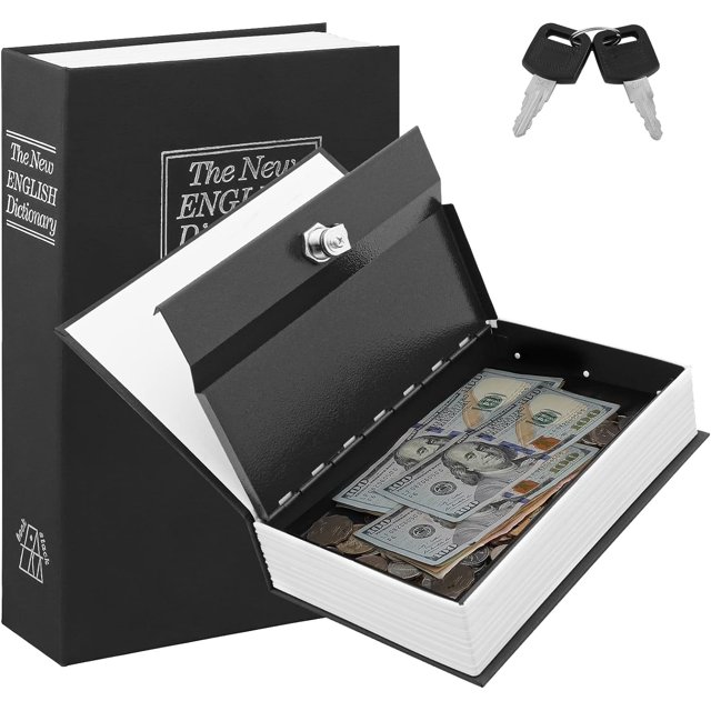 KYODOLED Book Safe with Key Lock, Portable Metal Safe Box, Dictionary
