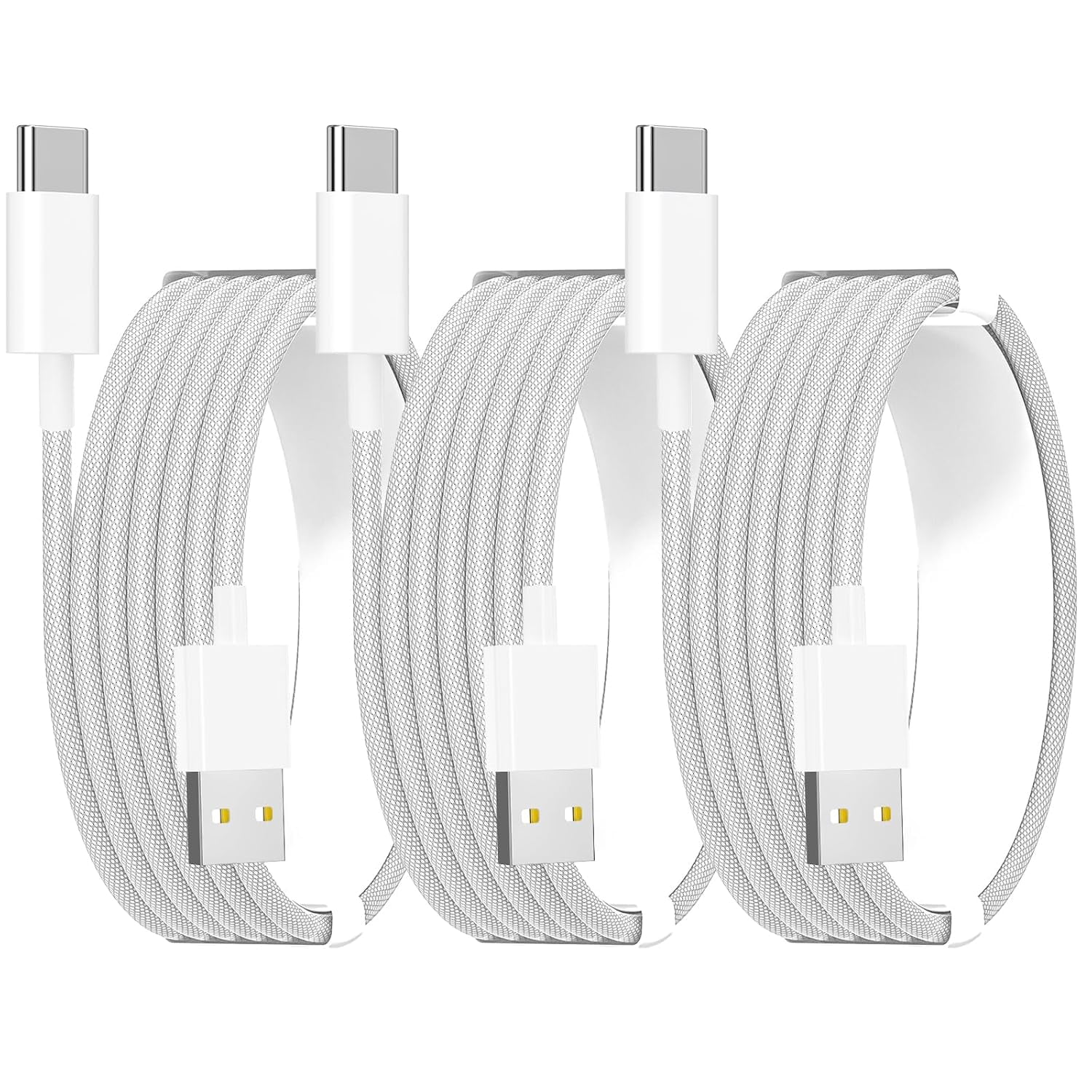 KYOHAYA Charger Cables,  Car Carplay Cable Fast Charging Cable, 3Pack 6ft 60W USB A to USB C Nylon Braid Cord Screen Data Sync Compatible with iPhone 16 Pro/15 Pro Max/16 Plus,iPad Pro, Air