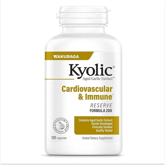 Kyolic Aged Garlic Extract Formula 200, Cardiovascular Immune, Reserve, 120 Capsules