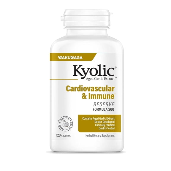 Kyolic Aged Garlic Extract Formula 200, Cardiovascular Immune, Reserve, 120 Capsules