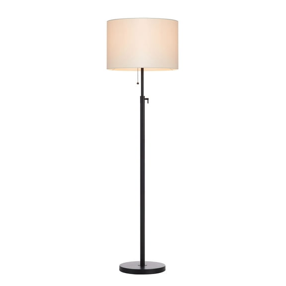 KYRID 64.5” Adjustable Metal Floor Lamp with Beige Drum Shade Modern Matte Black Floor Lamp with Adjustable Tube